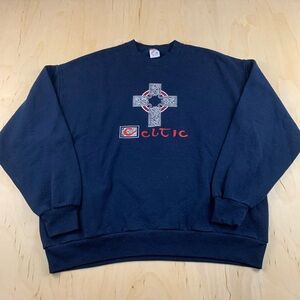 Jerzees Navy Crewneck with Celtic Cross Design